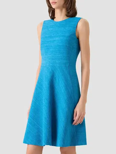 Akris punto Women's Raw Silk-Cotton A-Line Mini Dress - Medium Blue Denim | Thumbnail 6 Akris punto Women's Raw Silk-Cotton A-Line Mini Dress - Medium Blue Denim | Thumbnail 6