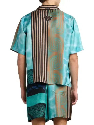 Versace Men's Printed Silk Camp Shirt | Thumbnail 5 Versace Men's Printed Silk Camp Shirt | Thumbnail 5