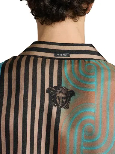 Versace Men's Printed Silk Camp Shirt | Thumbnail 6 Versace Men's Printed Silk Camp Shirt | Thumbnail 6