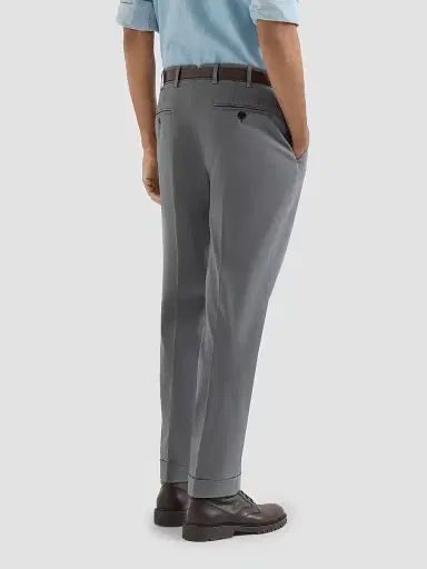 Brunello Cucinelli Men's Garment Dyed Italian Fit Trousers - Grey | Thumbnail 3 Brunello Cucinelli Men's Garment Dyed Italian Fit Trousers - Grey | Thumbnail 3