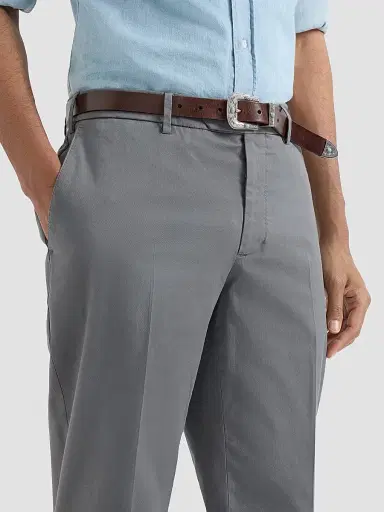 Brunello Cucinelli Men's Garment Dyed Italian Fit Trousers - Grey | Thumbnail 4 Brunello Cucinelli Men's Garment Dyed Italian Fit Trousers - Grey | Thumbnail 4