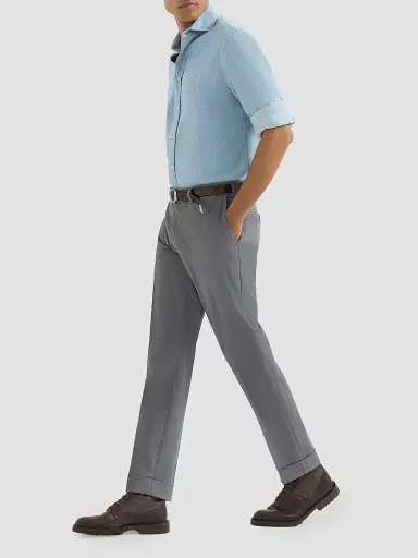 Brunello Cucinelli Men's Garment Dyed Italian Fit Trousers - Grey | Thumbnail 5 Brunello Cucinelli Men's Garment Dyed Italian Fit Trousers - Grey | Thumbnail 5