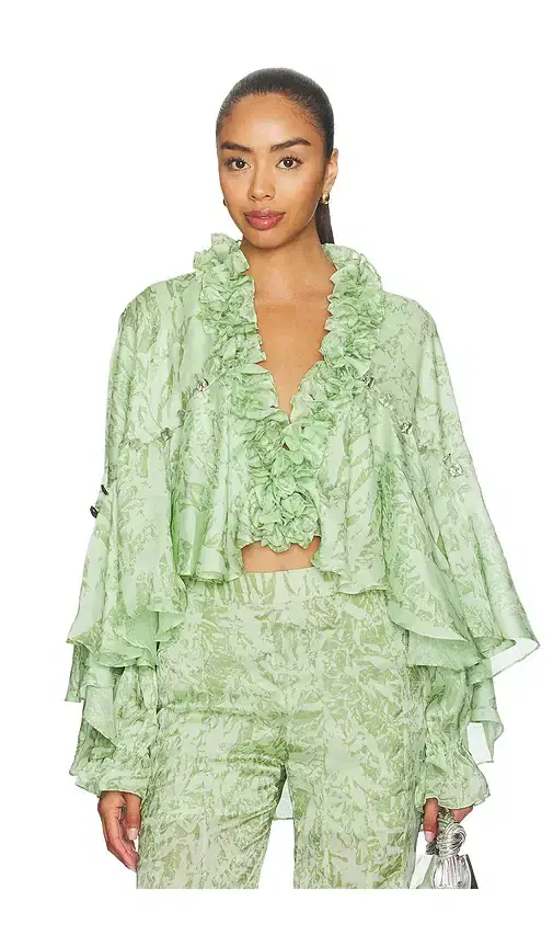 Mistleaf Ruffle Printed Top Mistleaf Ruffle Printed Top