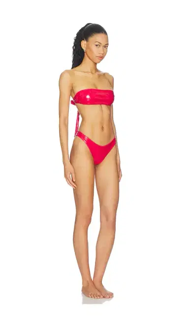 naranja furcado Latex Splash Matte Bandeau Bikini Set | Thumbnail 2 naranja furcado Latex Splash Matte Bandeau Bikini Set | Thumbnail 2
