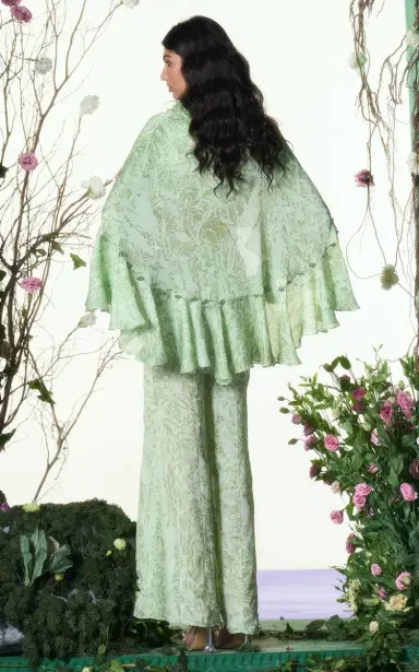 LA FUORI Mistleaf Ruffled Printed Satin Wide-Leg Pants | Thumbnail 4 LA FUORI Mistleaf Ruffled Printed Satin Wide-Leg Pants | Thumbnail 4