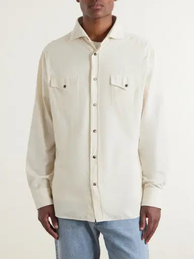 Brunello Cucinelli Cutaway-Collar Cotton-Corduroy Western Shirt - Men | Thumbnail 3 Brunello Cucinelli Cutaway-Collar Cotton-Corduroy Western Shirt - Men | Thumbnail 3
