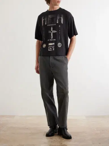 Enfants Riches Déprimés Antique Work Straight-Leg Distressed Cotton Trousers - Men | Thumbnail 2 Enfants Riches Déprimés Antique Work Straight-Leg Distressed Cotton Trousers - Men | Thumbnail 2