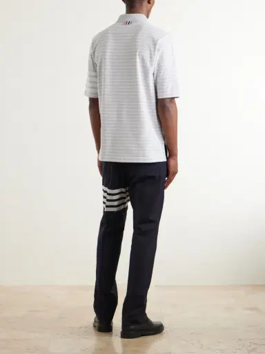 Thom Browne Striped Cotton-Jersey Polo Shirt - Men | Thumbnail 4 Thom Browne Striped Cotton-Jersey Polo Shirt - Men | Thumbnail 4