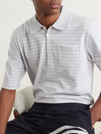 Thom Browne Striped Cotton-Jersey Polo Shirt - Men | Thumbnail 5 Thom Browne Striped Cotton-Jersey Polo Shirt - Men | Thumbnail 5