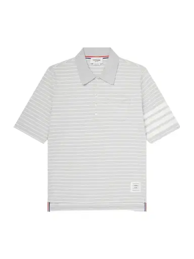 Thom Browne Striped Cotton-Jersey Polo Shirt - Men | Thumbnail 1 Thom Browne Striped Cotton-Jersey Polo Shirt - Men | Thumbnail 1