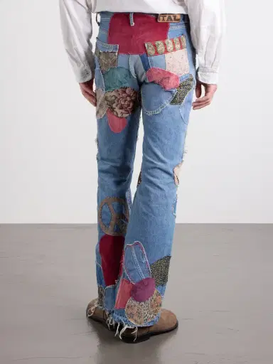 KAPITAL Rat Flared Patchwork Frayed Jeans - Men | Thumbnail 4 KAPITAL Rat Flared Patchwork Frayed Jeans - Men | Thumbnail 4