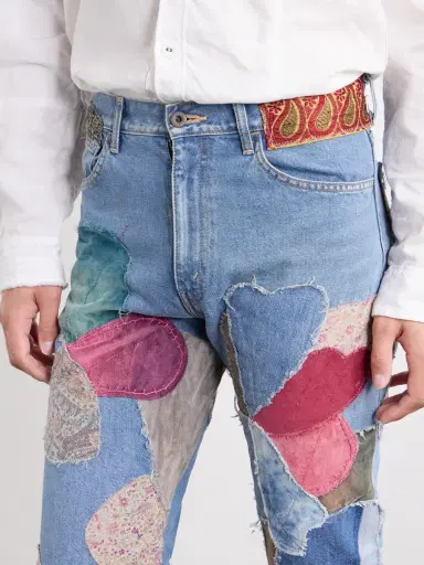KAPITAL Rat Flared Patchwork Frayed Jeans - Men | Thumbnail 5 KAPITAL Rat Flared Patchwork Frayed Jeans - Men | Thumbnail 5