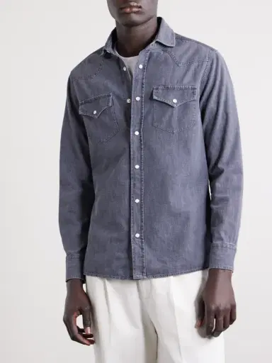 Brunello Cucinelli Denim Shirt - Men | Thumbnail 3 Brunello Cucinelli Denim Shirt - Men | Thumbnail 3
