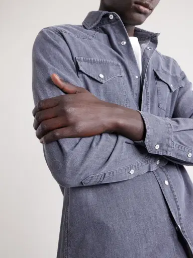 Brunello Cucinelli Denim Shirt - Men | Thumbnail 5 Brunello Cucinelli Denim Shirt - Men | Thumbnail 5
