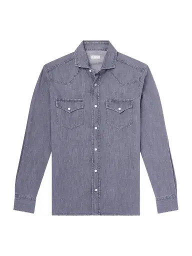 Brunello Cucinelli Denim Shirt - Men | Thumbnail 1 Brunello Cucinelli Denim Shirt - Men | Thumbnail 1