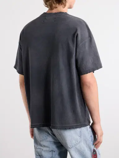 Satoshi Nakamoto Tourist Logo-Print Distressed Cotton-Jersey T-Shirt - Men | Thumbnail 4 Satoshi Nakamoto Tourist Logo-Print Distressed Cotton-Jersey T-Shirt - Men | Thumbnail 4