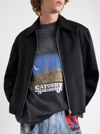 Satoshi Nakamoto Tourist Logo-Print Distressed Cotton-Jersey T-Shirt - Men | Thumbnail 5 Satoshi Nakamoto Tourist Logo-Print Distressed Cotton-Jersey T-Shirt - Men | Thumbnail 5