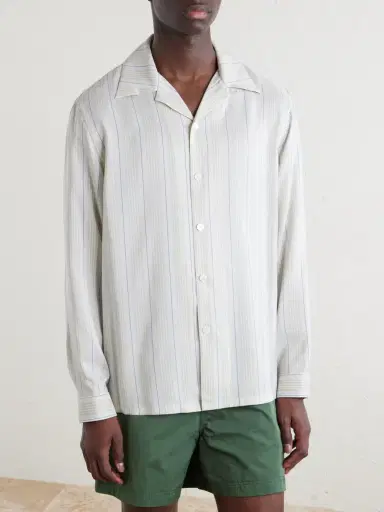 Zegna Striped Camp-Collar Silk Shirt - Men | Thumbnail 3 Zegna Striped Camp-Collar Silk Shirt - Men | Thumbnail 3