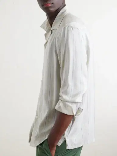 Zegna Striped Camp-Collar Silk Shirt - Men | Thumbnail 5 Zegna Striped Camp-Collar Silk Shirt - Men | Thumbnail 5