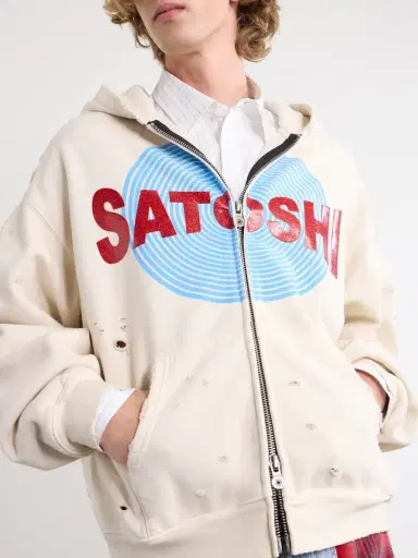 Satoshi Nakamoto Motoslug Logo-Print Distressed Cotton-Jersey Hoodie - Men | Thumbnail 5 Satoshi Nakamoto Motoslug Logo-Print Distressed Cotton-Jersey Hoodie - Men | Thumbnail 5