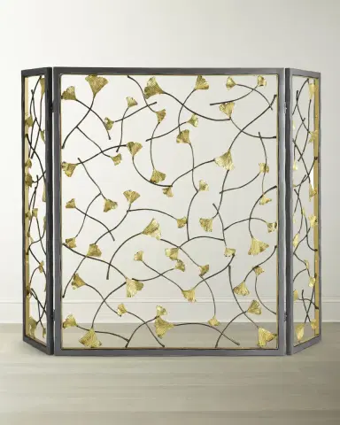 Michael Aram Golden Ginkgo Firescreen | Thumbnail 1 Michael Aram Golden Ginkgo Firescreen | Thumbnail 1