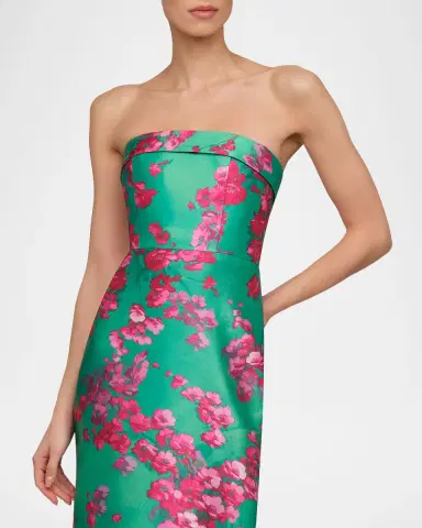 THEIA Cleo Strapless Floral-Print Column Gown | Thumbnail 4 THEIA Cleo Strapless Floral-Print Column Gown | Thumbnail 4
