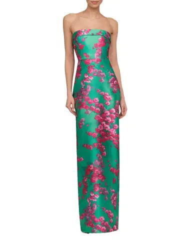 THEIA Cleo Strapless Floral-Print Column Gown | Thumbnail 1 THEIA Cleo Strapless Floral-Print Column Gown | Thumbnail 1