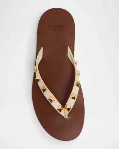 Valentino Garavani Rockstud Leather Flat Thong Sandals | Thumbnail 3 Valentino Garavani Rockstud Leather Flat Thong Sandals | Thumbnail 3