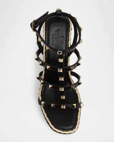 Valentino Garavani 95mm Rockstud Leather Espadrille Wedge Sandals | Thumbnail 3 Valentino Garavani 95mm Rockstud Leather Espadrille Wedge Sandals | Thumbnail 3