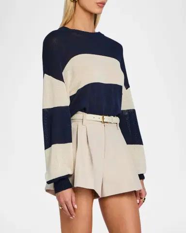 SEROYA Cassian Striped Linen-Blend Sweater | Thumbnail 3 SEROYA Cassian Striped Linen-Blend Sweater | Thumbnail 3