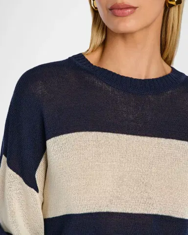 SEROYA Cassian Striped Linen-Blend Sweater | Thumbnail 4 SEROYA Cassian Striped Linen-Blend Sweater | Thumbnail 4