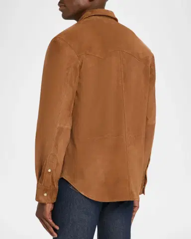 Officine Generale Men's Suede Western Overshirt | Thumbnail 2 Officine Generale Men's Suede Western Overshirt | Thumbnail 2