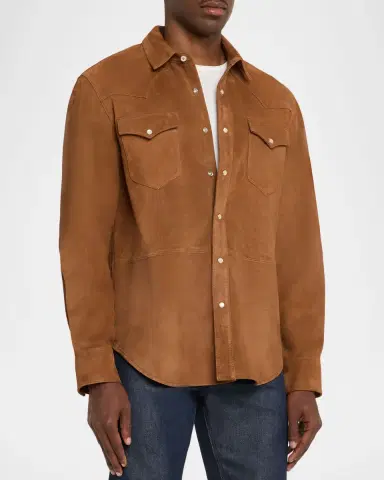 Officine Generale Men's Suede Western Overshirt | Thumbnail 3 Officine Generale Men's Suede Western Overshirt | Thumbnail 3