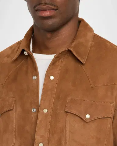 Officine Generale Men's Suede Western Overshirt | Thumbnail 4 Officine Generale Men's Suede Western Overshirt | Thumbnail 4