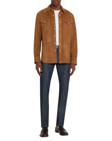 Officine Generale Men's Suede Western Overshirt | Thumbnail 1 Officine Generale Men's Suede Western Overshirt | Thumbnail 1
