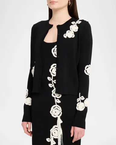 Lela Rose Crochet Applique Knit Cardigan | Thumbnail 3 Lela Rose Crochet Applique Knit Cardigan | Thumbnail 3