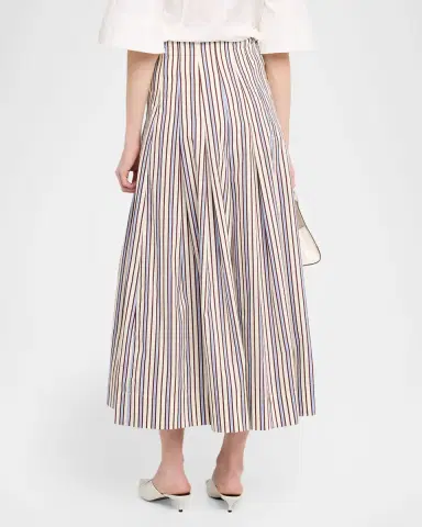 Lela Rose Striped Cotton Full Skirt | Thumbnail 2 Lela Rose Striped Cotton Full Skirt | Thumbnail 2