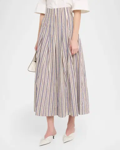 Lela Rose Striped Cotton Full Skirt | Thumbnail 3 Lela Rose Striped Cotton Full Skirt | Thumbnail 3