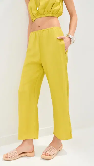 LE BOP Kelsey Cropped id Rise Pants Warm Olive | Thumbnail 2 LE BOP Kelsey Cropped id Rise Pants Warm Olive | Thumbnail 2