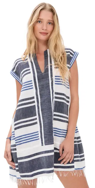 Lemlem Elina Caftan Marina Blue M | Thumbnail 1 Lemlem Elina Caftan Marina Blue M | Thumbnail 1