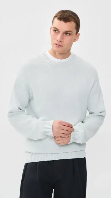 Frame Cotton ilk Crew Neck Sweater Pale Blue | Thumbnail 2 Frame Cotton ilk Crew Neck Sweater Pale Blue | Thumbnail 2