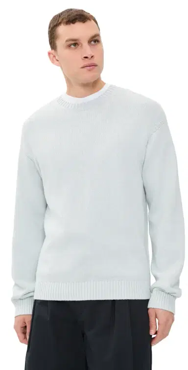 Frame Cotton ilk Crew Neck Sweater Pale Blue | Thumbnail 1 Frame Cotton ilk Crew Neck Sweater Pale Blue | Thumbnail 1