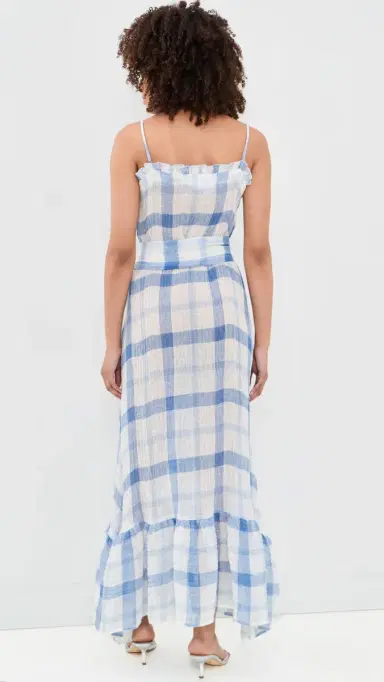 Lisa Marie Fernandez Maxi Ruffle Linen lip Dress Windowpane orrento Gauze | Thumbnail 3 Lisa Marie Fernandez Maxi Ruffle Linen lip Dress Windowpane orrento Gauze | Thumbnail 3