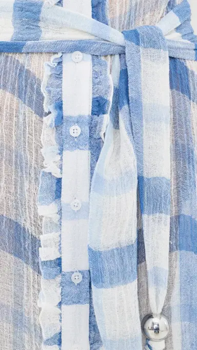 Lisa Marie Fernandez Maxi Ruffle Linen lip Dress Windowpane orrento Gauze | Thumbnail 6 Lisa Marie Fernandez Maxi Ruffle Linen lip Dress Windowpane orrento Gauze | Thumbnail 6