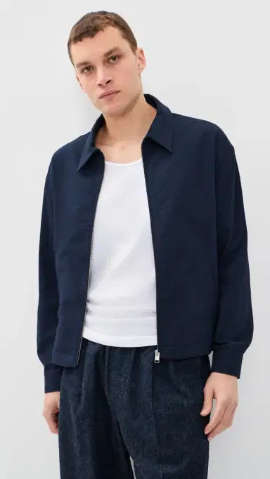 FRAME eersucker Blouson Jacket Navy | Thumbnail 2 FRAME eersucker Blouson Jacket Navy | Thumbnail 2