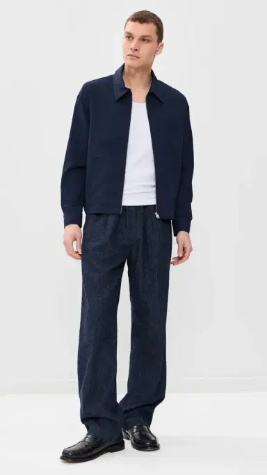 FRAME eersucker Blouson Jacket Navy | Thumbnail 5 FRAME eersucker Blouson Jacket Navy | Thumbnail 5
