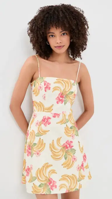 WAYF Havana Mini Dress Cream Bananas | Thumbnail 2 WAYF Havana Mini Dress Cream Bananas | Thumbnail 2