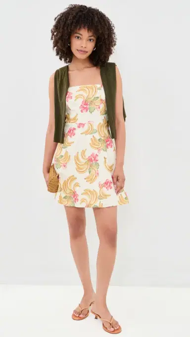 WAYF Havana Mini Dress Cream Bananas | Thumbnail 5 WAYF Havana Mini Dress Cream Bananas | Thumbnail 5