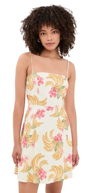 WAYF Havana Mini Dress Cream Bananas | Thumbnail 1 WAYF Havana Mini Dress Cream Bananas | Thumbnail 1