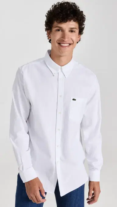 Lacoste Regular Fit Oxford Cotton Shirt White | Thumbnail 2 Lacoste Regular Fit Oxford Cotton Shirt White | Thumbnail 2